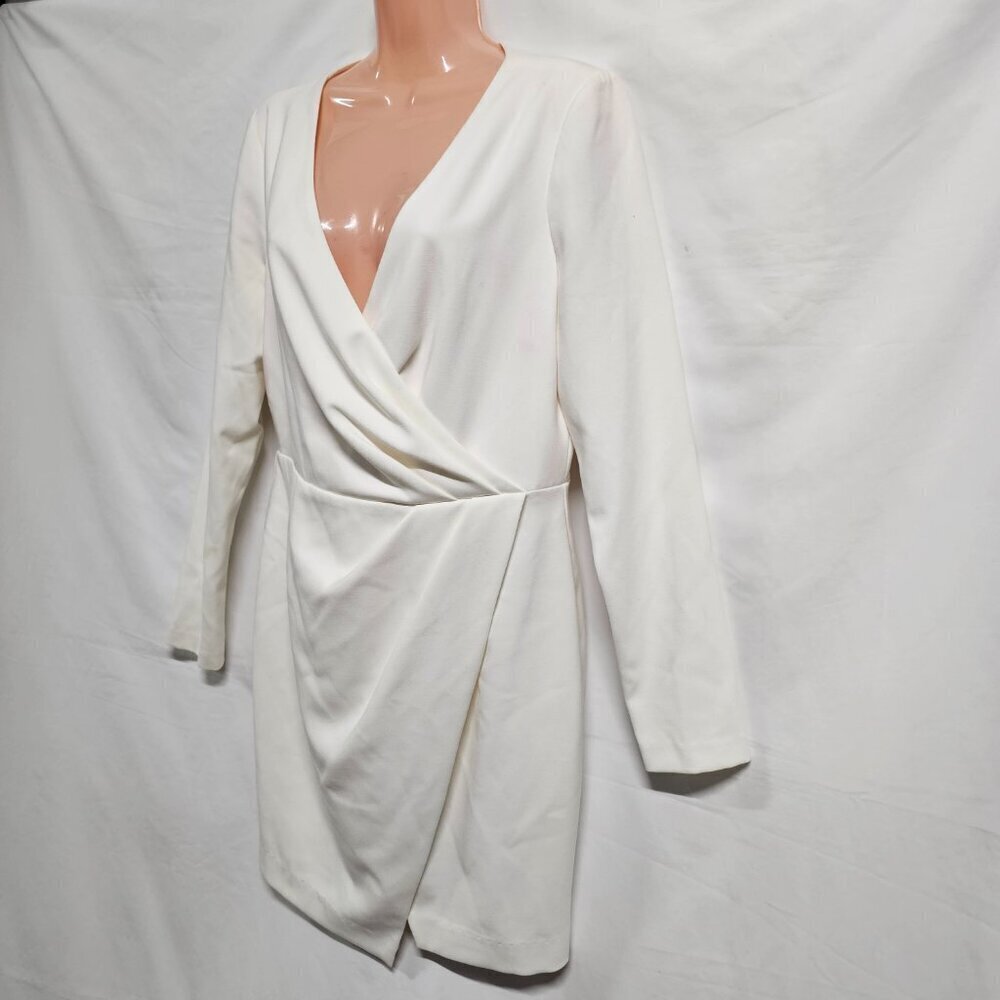 Black Halo Carie Faux Wrap Mini Dress Women Size 10 Ivory - Picture 5 of 14